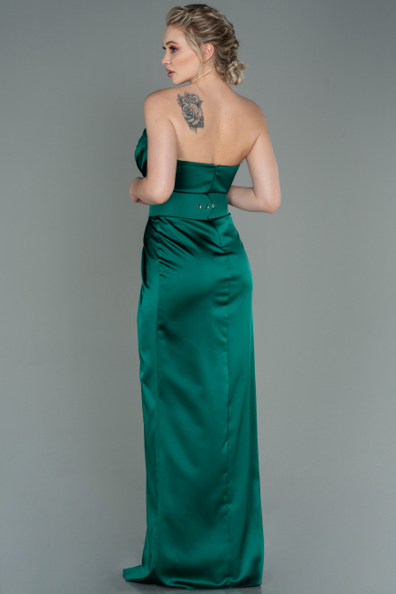 Long Emerald Green Satin Evening Dress ABU2844