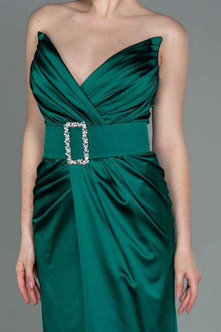 Long Emerald Green Satin Evening Dress ABU2844