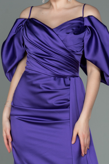 Short Purple Satin Invitation Dress ABK1773