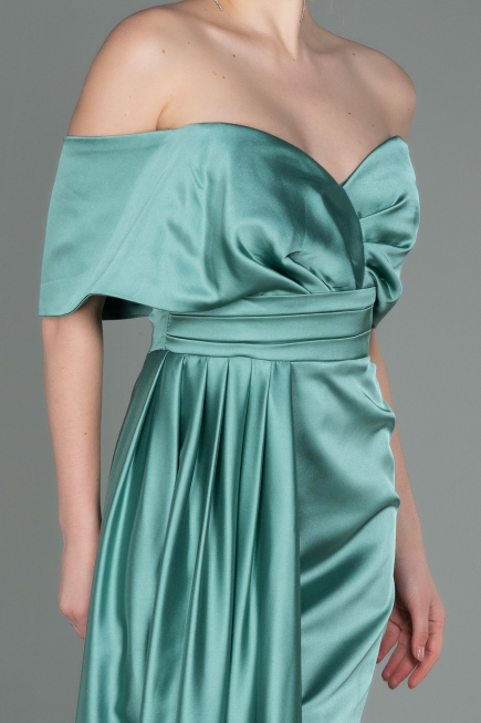 Mint Long Satin Evening Dress ABU2893