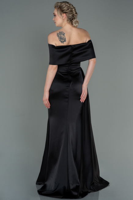 Black Long Satin Evening Dress ABU2893