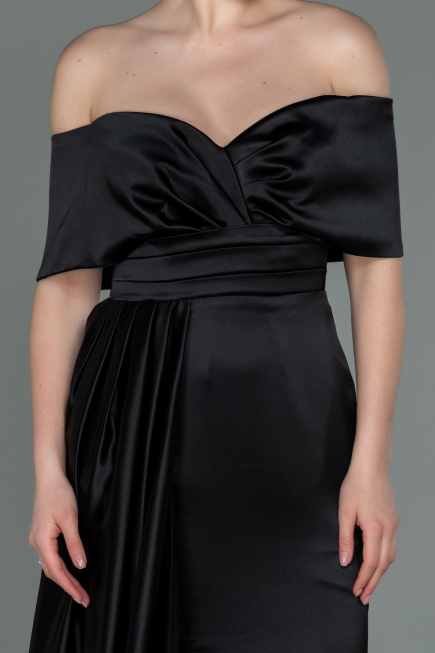 Black Long Satin Evening Dress ABU2893