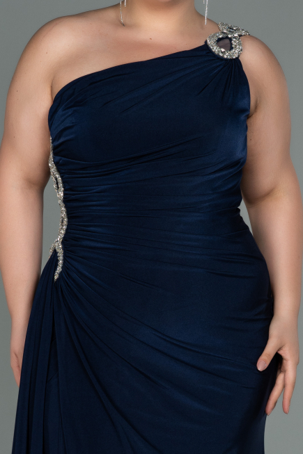 Long Navy Blue Plus Size Evening Dress ABU3132