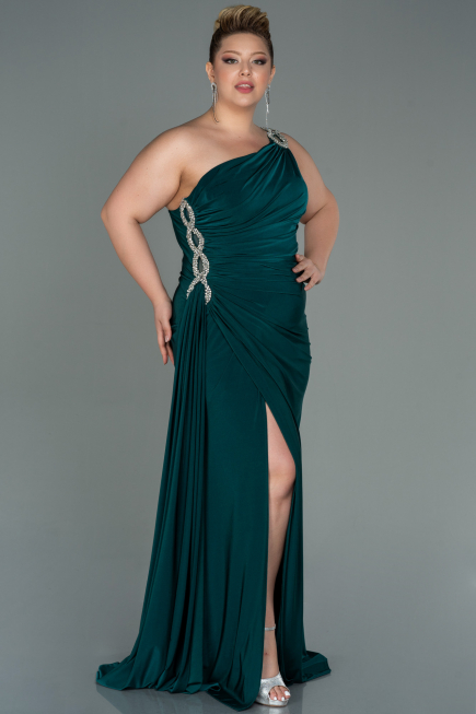 Long Emerald Green Plus Size Evening Dress ABU3132