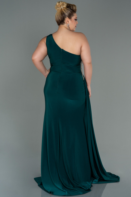 Long Emerald Green Plus Size Evening Dress ABU3132