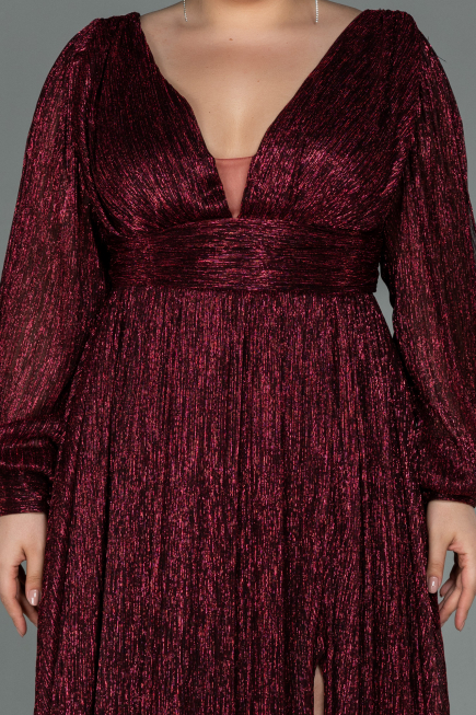 Long Burgundy Plus Size Evening Dress ABU3154