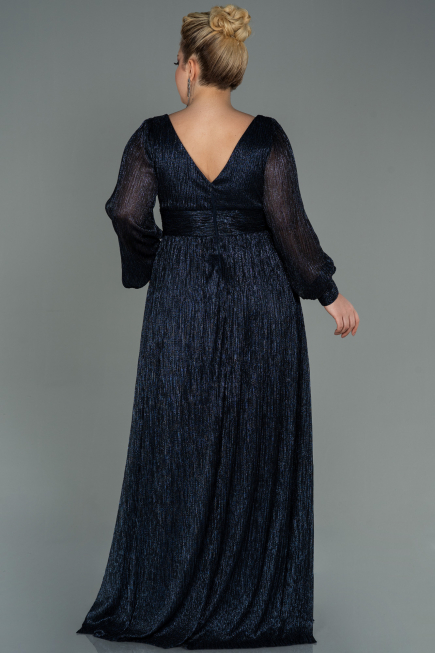 Long Navy Blue Plus Size Evening Dress ABU3154