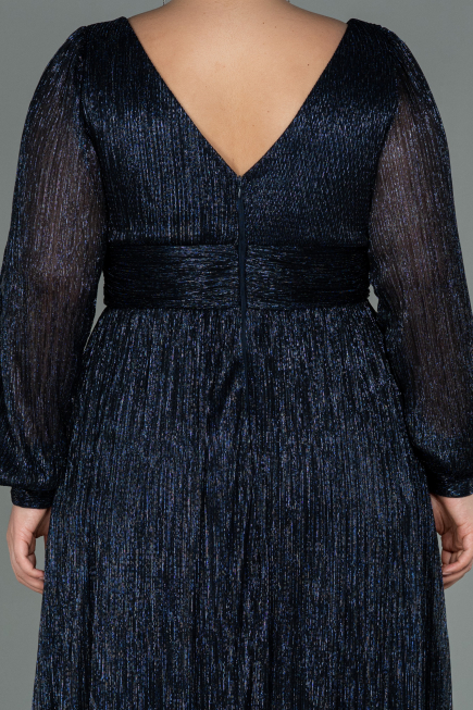 Long Navy Blue Plus Size Evening Dress ABU3154