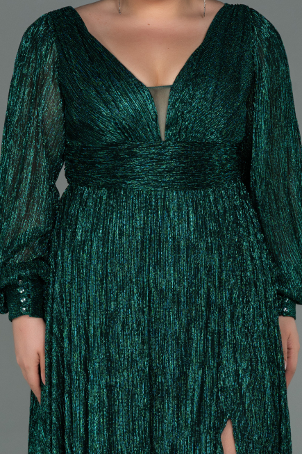 Long Emerald Green Plus Size Evening Dress ABU3154