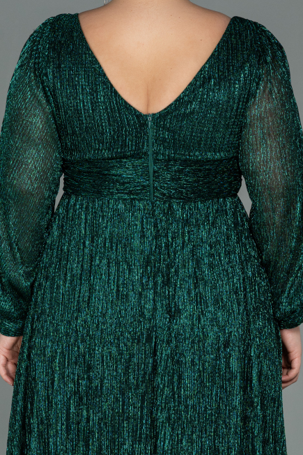 Long Emerald Green Plus Size Evening Dress ABU3154
