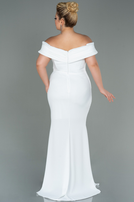 Long White Plus Size Evening Dress ABU3172
