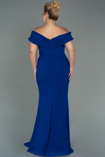 Long Sax Blue Plus Size Evening Dress ABU3172