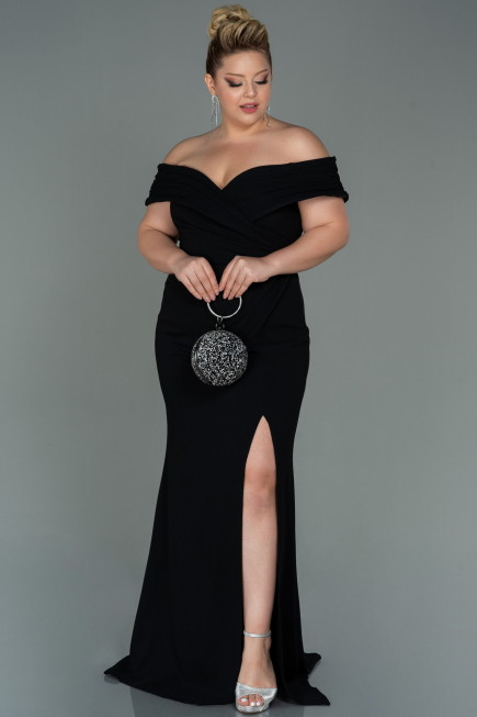 Long Black Plus Size Evening Dress ABU3172