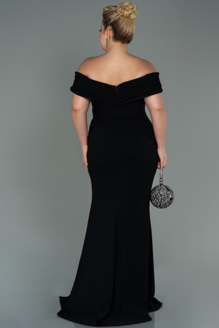 Long Black Plus Size Evening Dress ABU3172