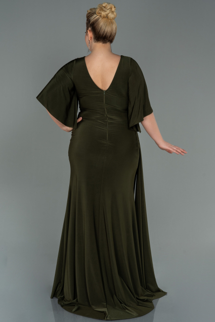Long Olive Drab Plus Size Evening Dress ABU3173