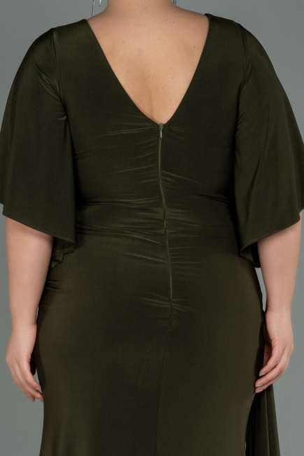 Long Olive Drab Plus Size Evening Dress ABU3173
