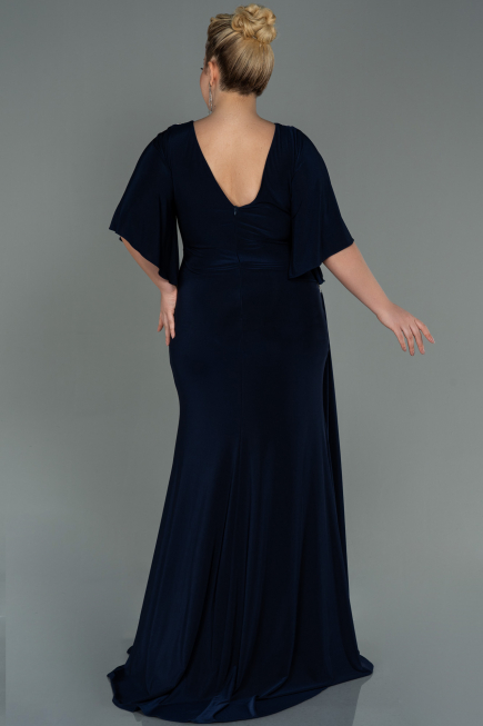 Long Navy Blue Plus Size Evening Dress ABU3173