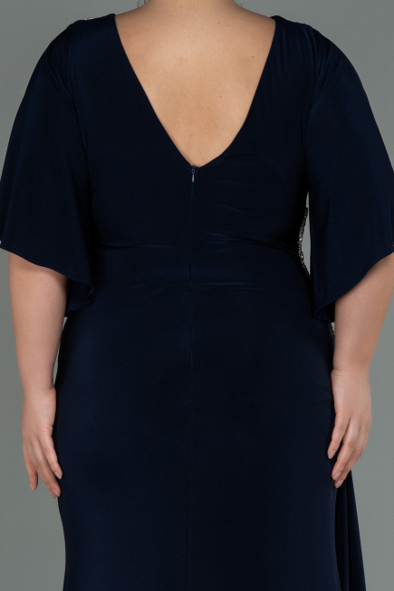 Long Navy Blue Plus Size Evening Dress ABU3173