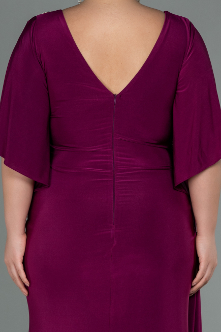 Long Plum Plus Size Evening Dress ABU3173