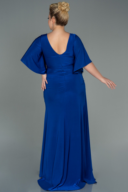 Long Sax Blue Plus Size Evening Dress ABU3173