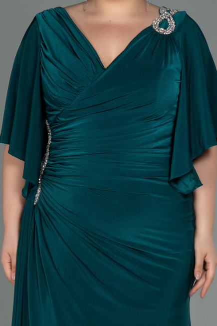 Long Emerald Green Plus Size Evening Dress ABU3173