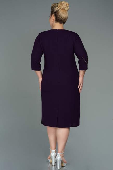 Plum Midi Plus Size Evening Dress ABK1621