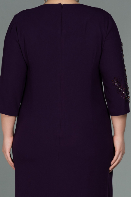 Plum Midi Plus Size Evening Dress ABK1621