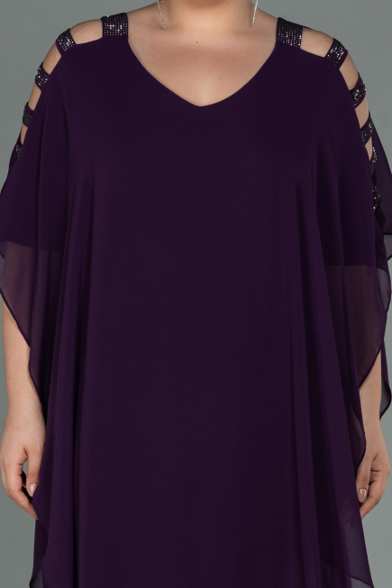 Dark Purple Chiffon Plus Size Evening Dress ABT080