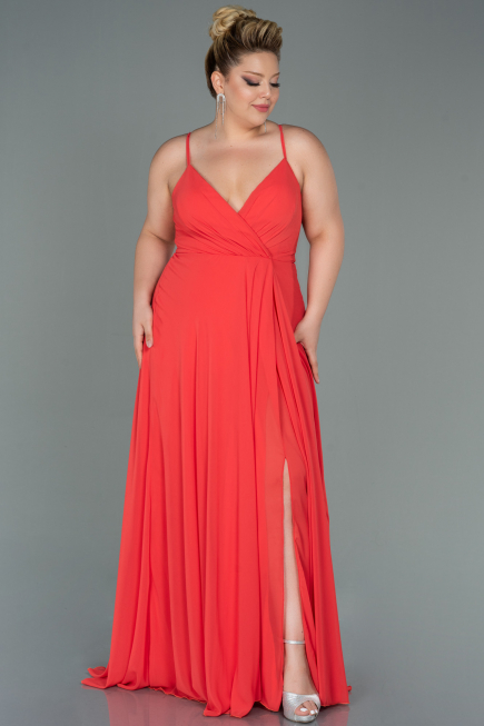 Coral Long Plus Size Evening Dress ABU1324