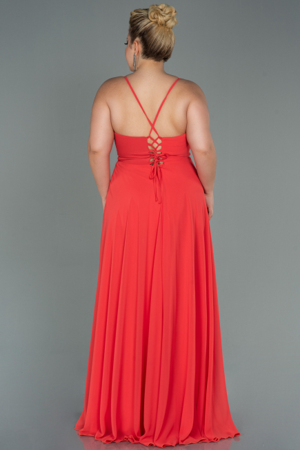 Coral Long Plus Size Evening Dress ABU1324