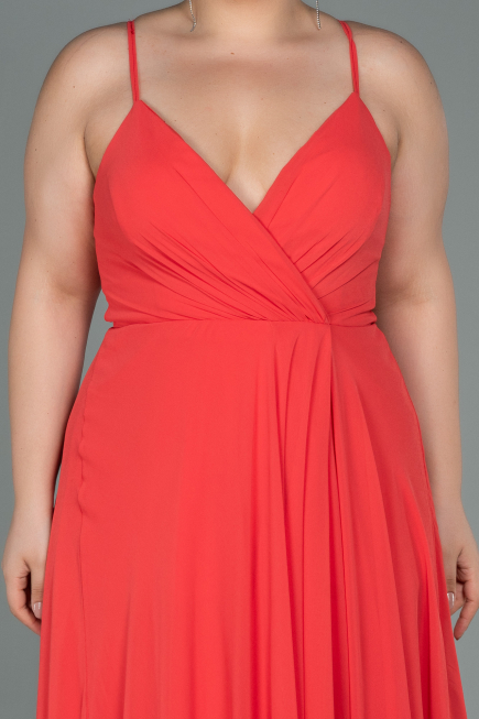 Coral Long Plus Size Evening Dress ABU1324