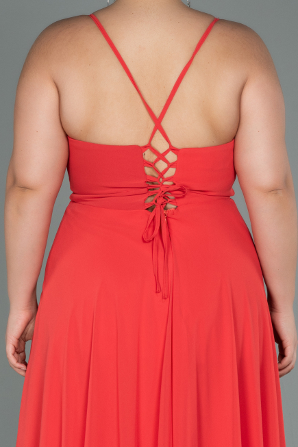 Coral Long Plus Size Evening Dress ABU1324