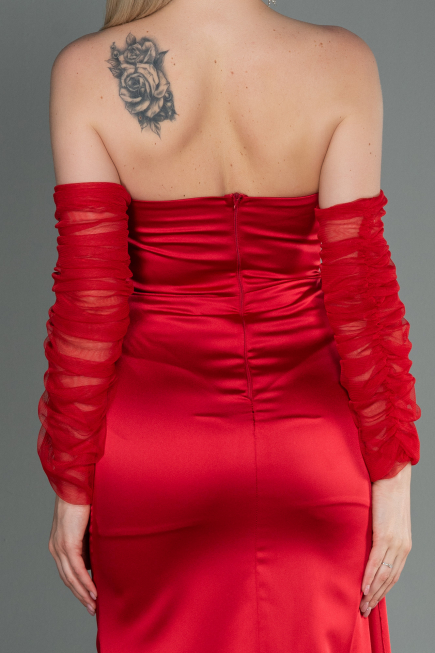 Long Red Satin Evening Dress ABU3175