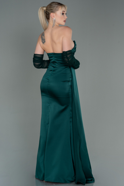 Long Emerald Green Satin Evening Dress ABU3175