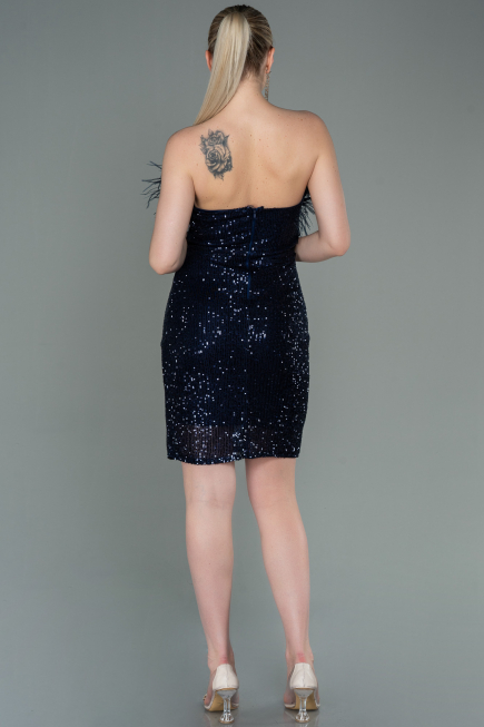 Short Navy Blue Scaly Invitation Dress ABU3176