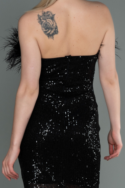 Short Black Scaly Invitation Dress ABU3176
