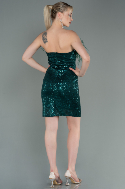 Short Emerald Green Scaly Invitation Dress ABU3176
