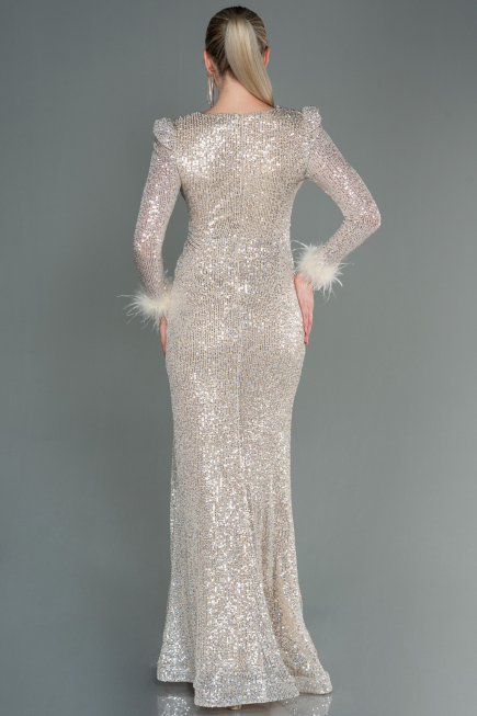 Long Beige Scaly Mermaid Prom Dress ABU3177