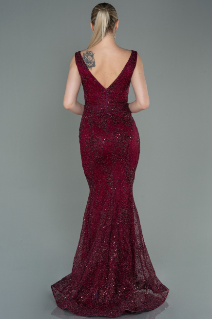 Long Burgundy Mermaid Prom Dress ABU3178