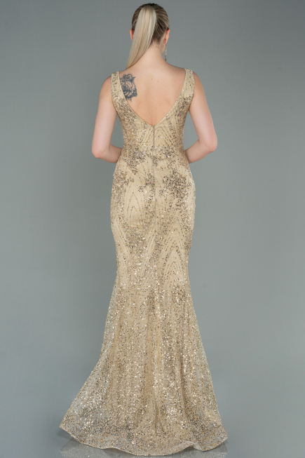 Long Gold Mermaid Prom Dress ABU3178