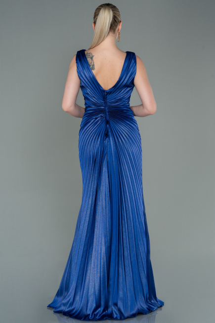 Long Sax Blue Satin Evening Dress ABU3183