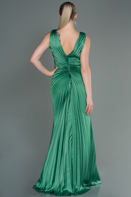 Long Green Satin Evening Dress ABU3183