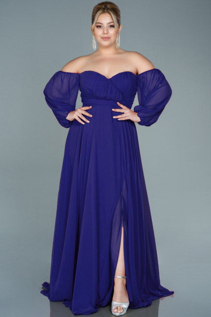 Purple Long Chiffon Oversized Evening Dress ABU2597