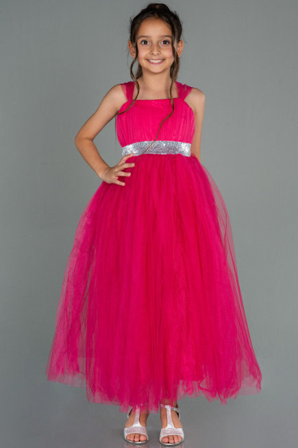 Fuchsia Long Girl Dress ABU3031