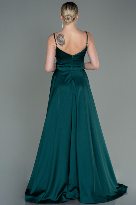 Long Emerald Green Satin Evening Dress ABU1601