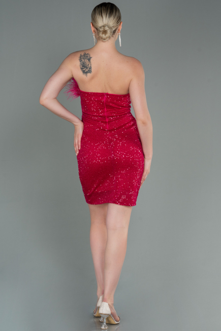 Short Fuchsia Scaly Invitation Dress ABU3176
