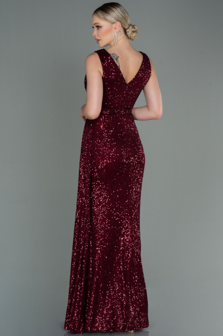 Long Burgundy Scaly Evening Dress ABU3201