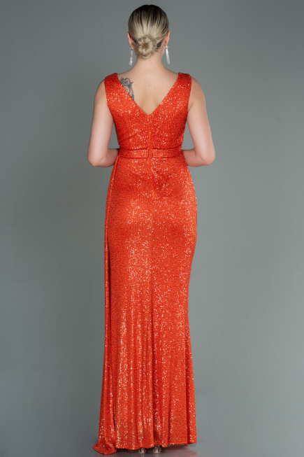 Long Orange Scaly Evening Dress ABU3201