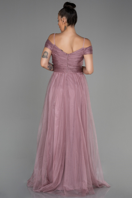 Rose Colored Long Evening Dress ABU2336