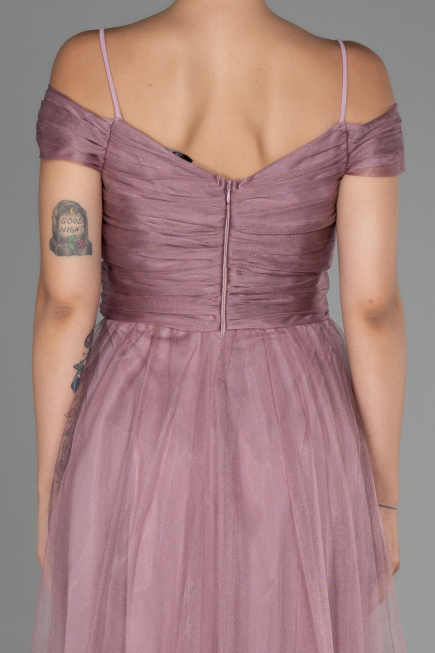 Rose Colored Long Evening Dress ABU2336